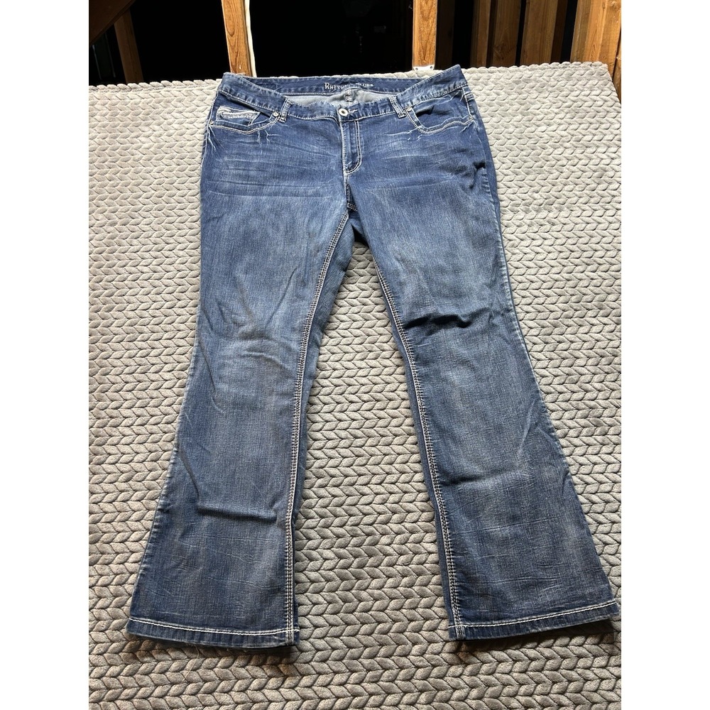 Rhythm In Blues Women's Jeans Size 20 Dark Stretch Denim Bootcut - Picture 2 of 16